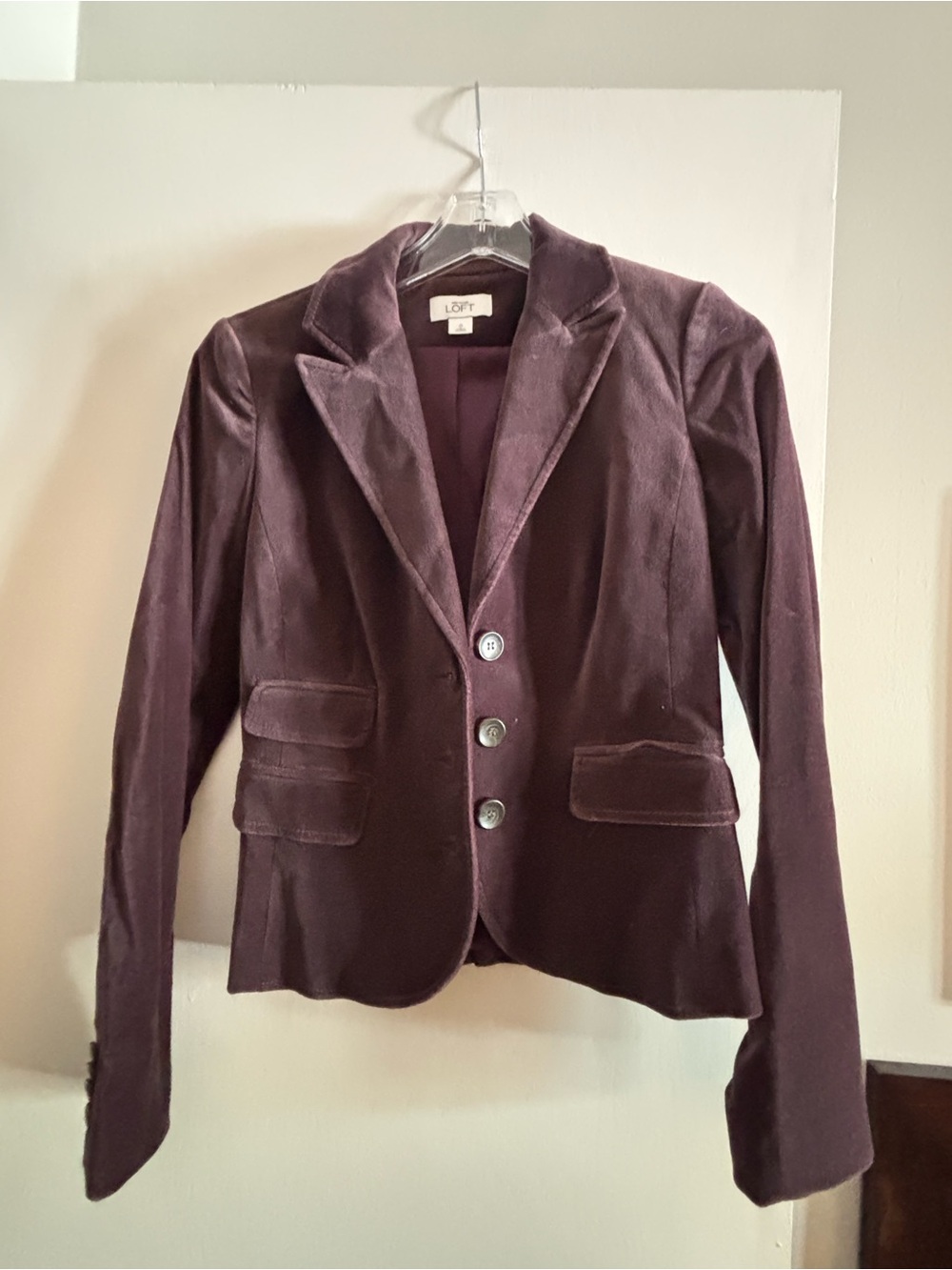 LOFT Women's Velvet Blazer Jacket in Plum